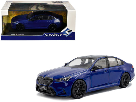 2024 BMW M5 Sedan Marina Bay Blue Metallic with Black Top 1/43 Diecast Model Car by Solido  free shipping USA