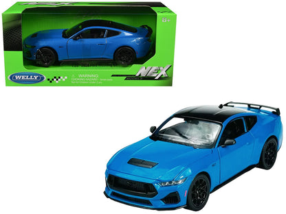 2024 Ford Mustang GT 5.0 Blue with Black Top "NEX Models" Series 1/25 Diecast Model Car by Welly  free shipping USA
