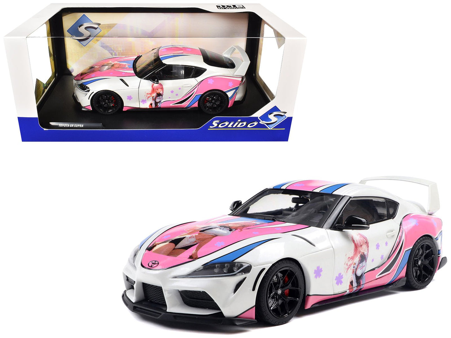 2024 Toyota GR Supra "Itasha" White with Graphics "StreetFighters" 1/18 Diecast Model Car by Solido  free shipping USA