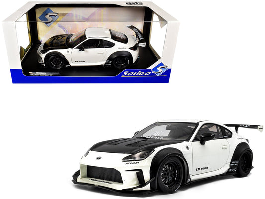 2024 Toyota GR86 LBWK Body Kit RHD (Right Hand Drive) Pearl White with Carbon Hood 1/18 Diecast Model Car by Solido  free shipping USA