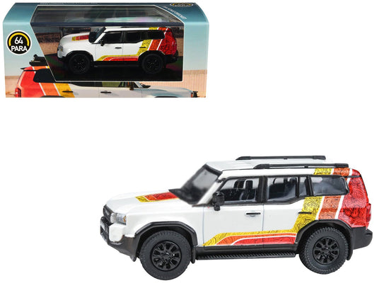 2024 Toyota Land Cruiser 250 Prado White with "TRD" Stripes 1/64 Diecast Model Car by Paragon Models  free shipping USA