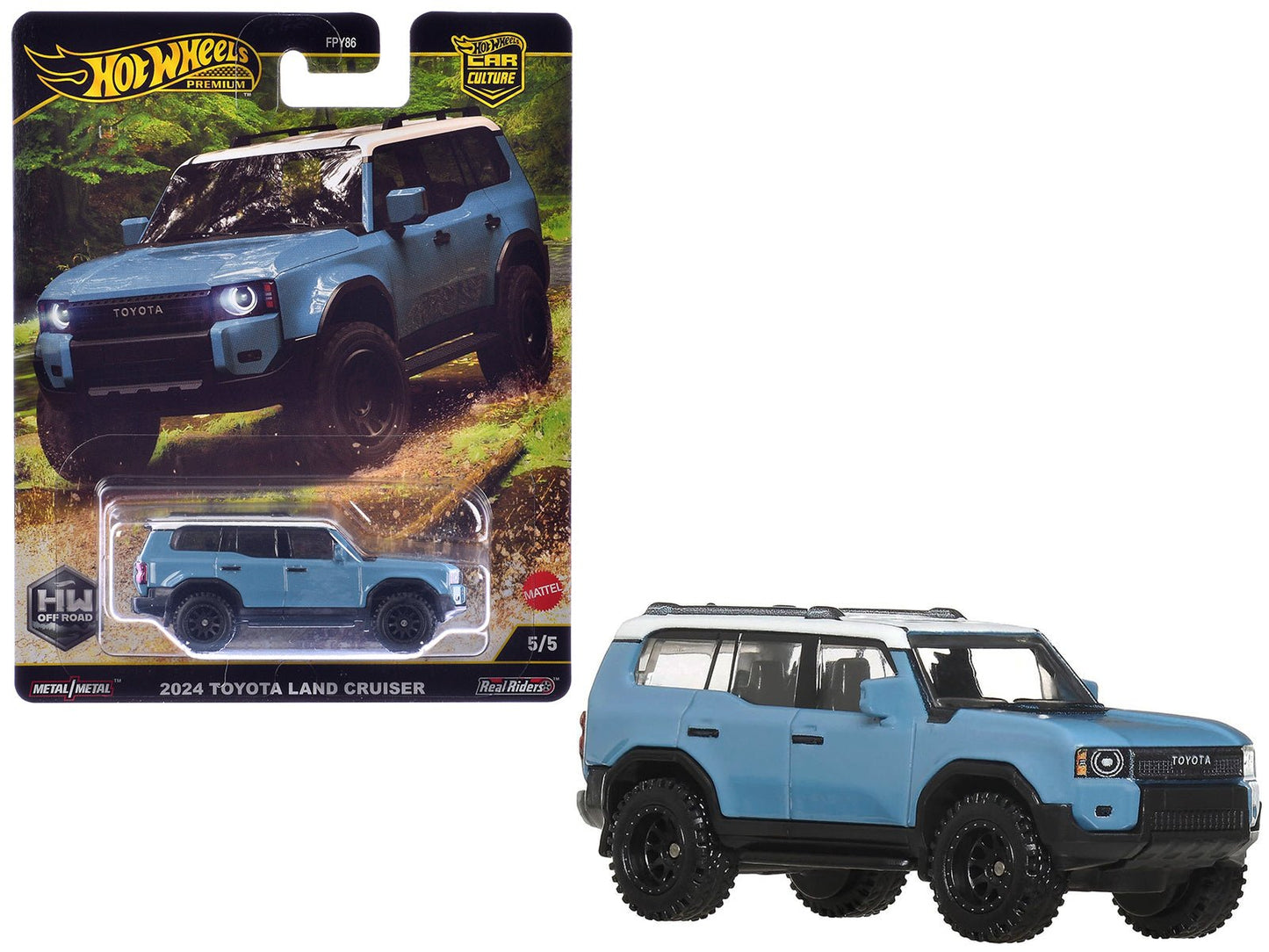 2024 Toyota Land Cruiser Blue with White Top "HW Off Road" Series Diecast Model Car by Hot Wheels  free shipping USA