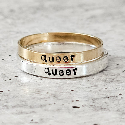 QUEER Skinny Band Ring by Salt and Sparkle