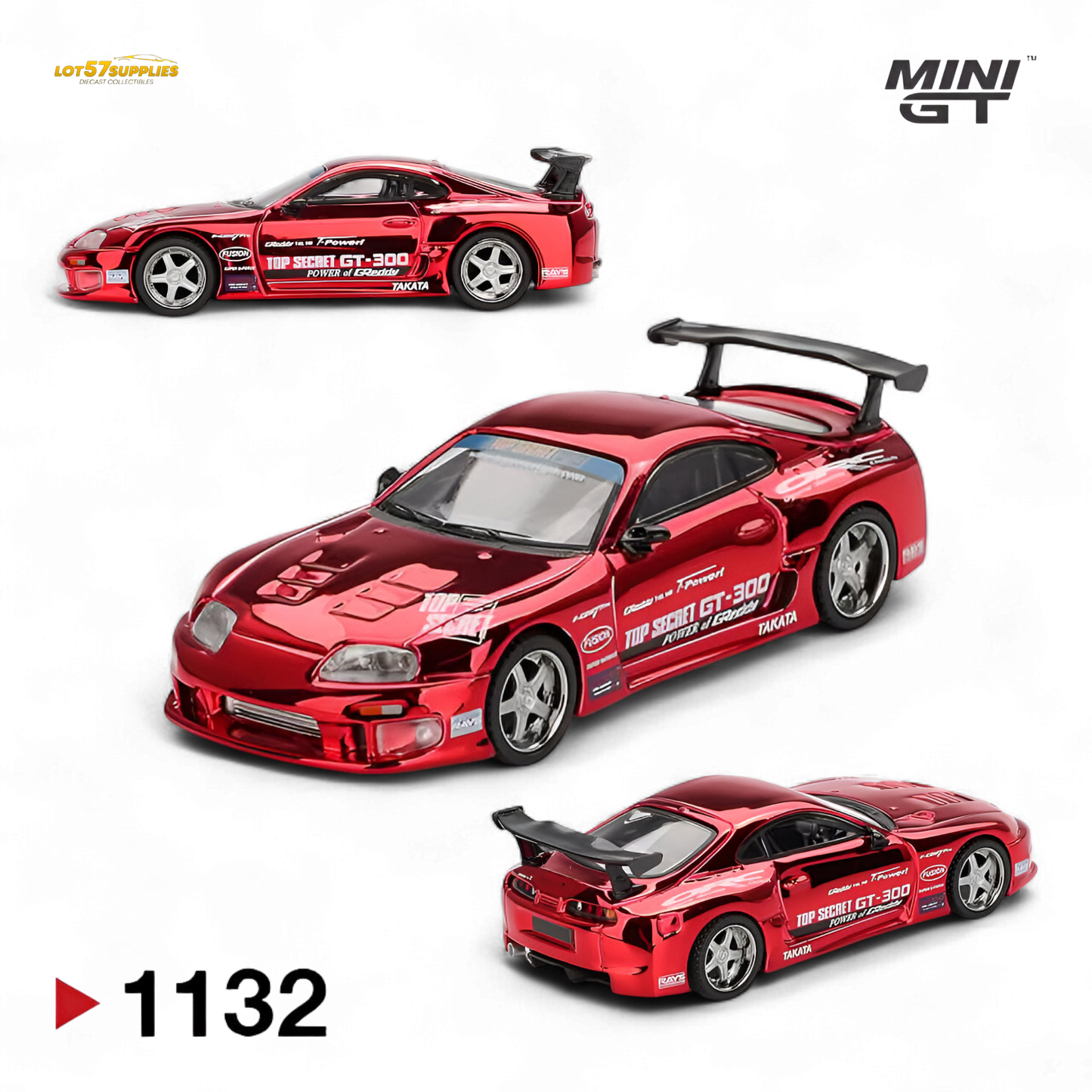 (Pre-Order) Mini-GT Toyota Supra (A80) Top Secret GT-300 - Top Secret Red Chrome 1:64 #1132