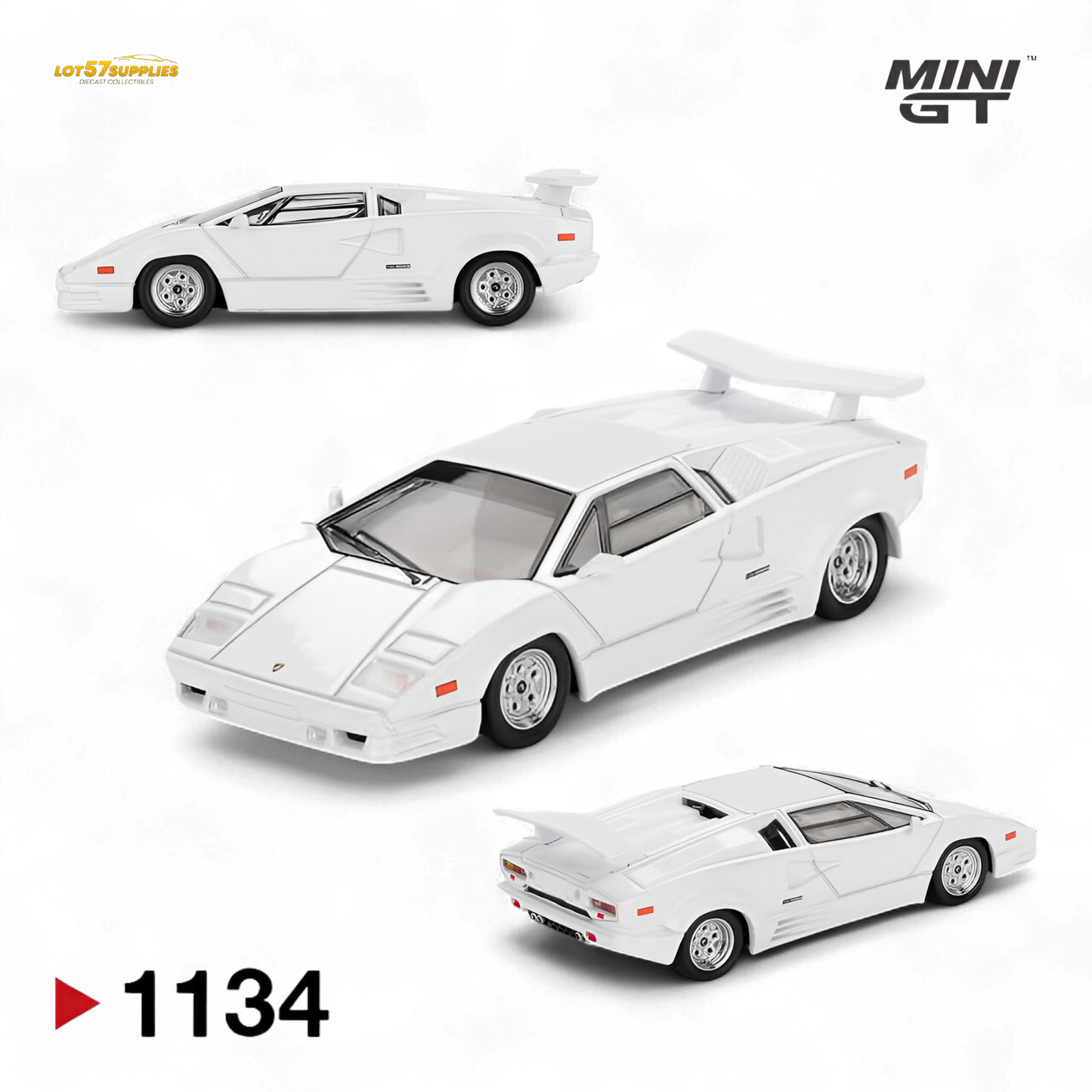 (Pre-Order) Mini-GT Lamborghini Countach 25th Anniversary - White 1:64 #1134