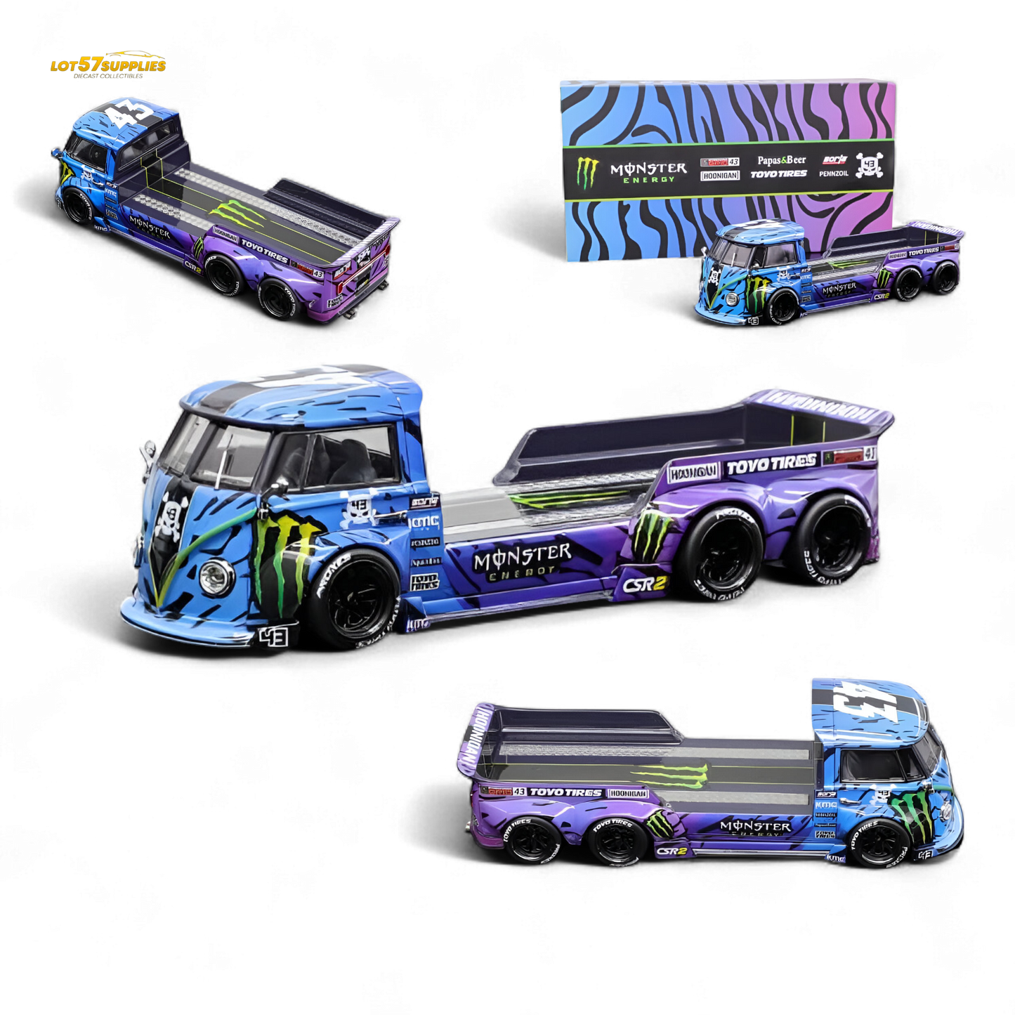 (Pre-Order) liberty 64 VW Trailer - Monster Livery 1:64