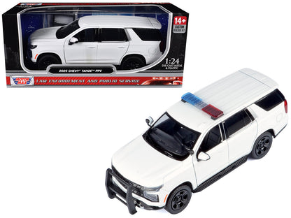 2025 Chevrolet Tahoe PPV White "Custom Builder's Kit - Law Enforcement and Public Service" Series 1/24 Diecast Model Car by Motormax  free shipping USA