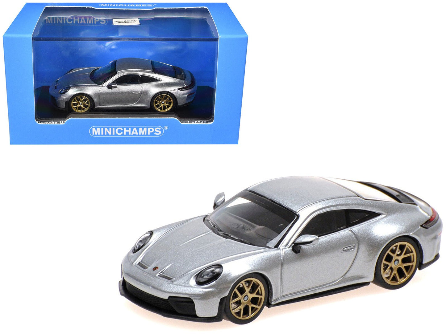 2025 Porsche 911 (992.2) GT3 Touring Silver Metallic Limited Edition to 240 pieces Worldwide 1/64 Diecast Model Car by Minichamps  free shipping USA
