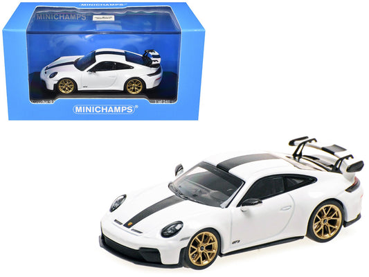 2025 Porsche 911 (992.2) GT3 Weissach Package White with Carbon Stripe Limited Edition to 240 pieces Worldwide 1/64 Diecast Model Car by Minichamps  free shipping USA