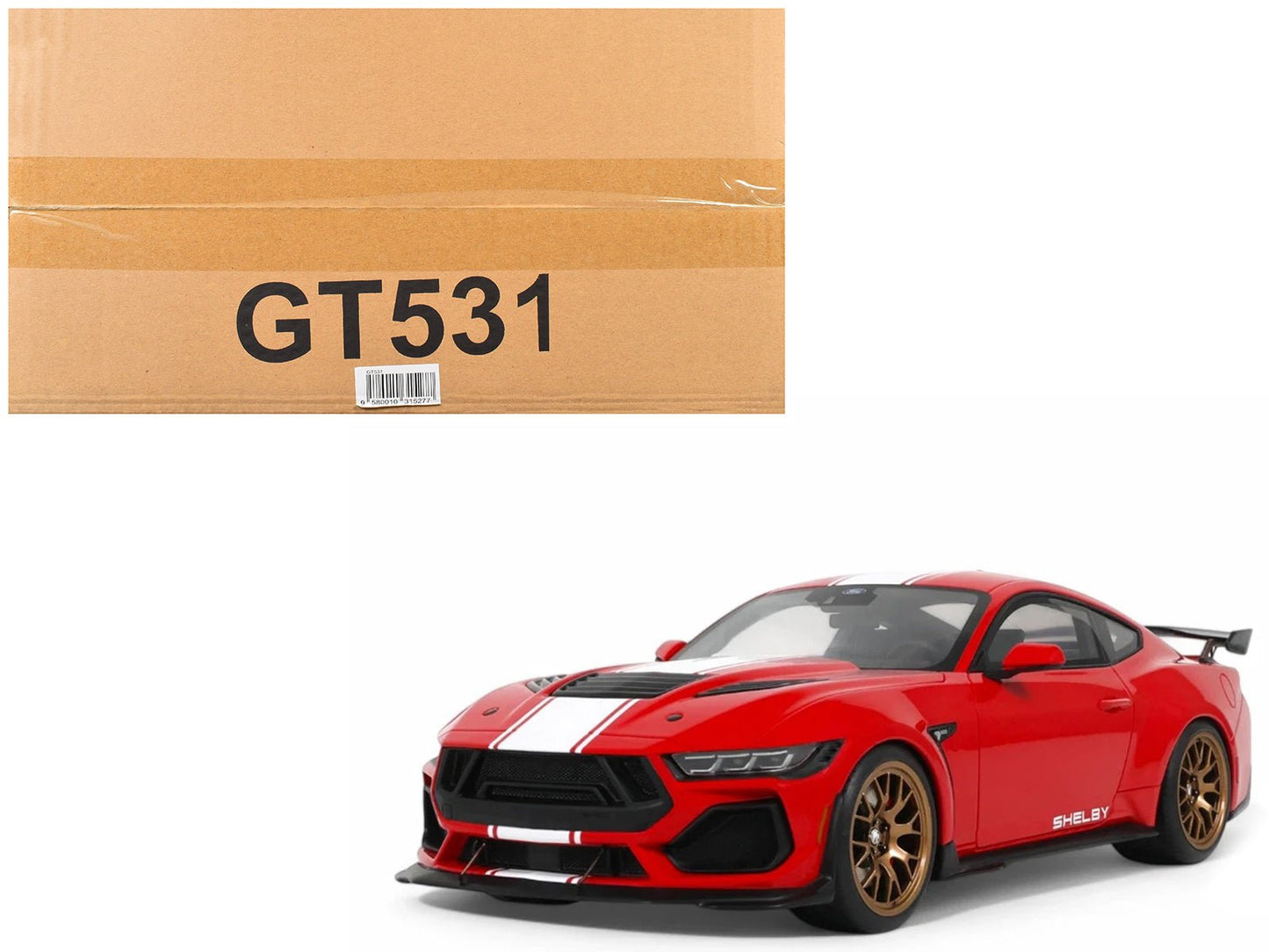 2025 Shelby Mustang Supersnake Race Red with White Stripes 1/18 Model Car by GT Spirit  free shipping USA
