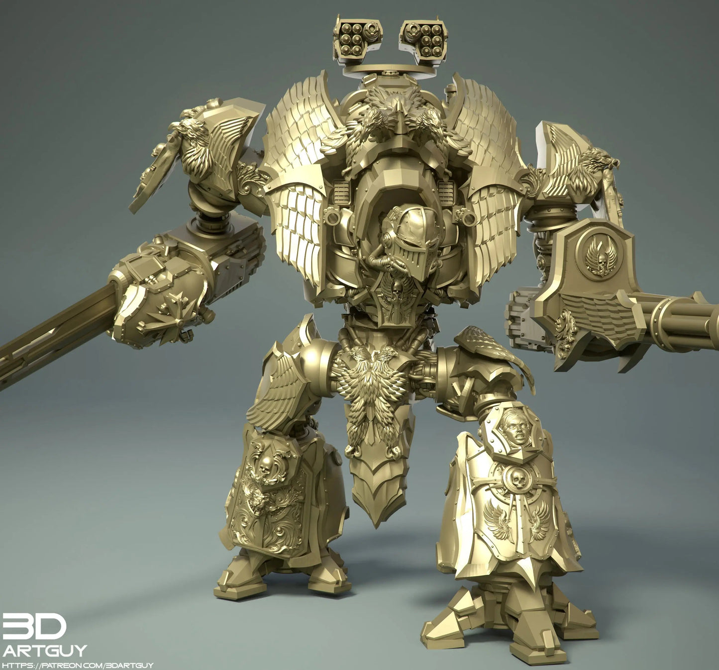 Medieval Mech Knight by 3DArtGuy 32mm scale, 50, 180mm, Miniature War Gaming Figure