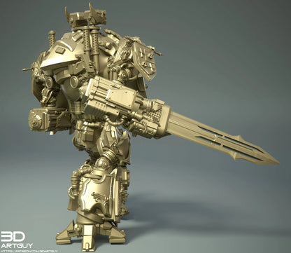 Medieval Mech Knight by 3DArtGuy 32mm scale, 50, 180mm, Miniature War Gaming Figure