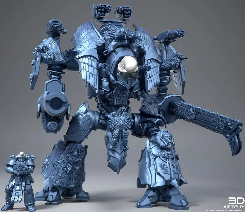 Medieval Mech Knight by 3DArtGuy 32mm scale, 50, 180mm, Miniature War Gaming Figure