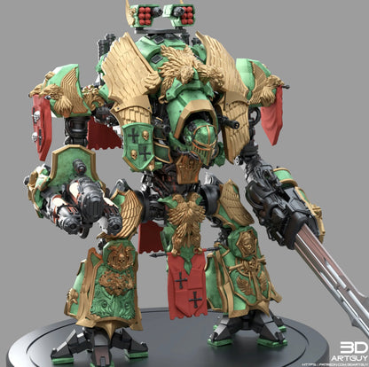 Medieval Mech Knight by 3DArtGuy 32mm scale, 50, 180mm, Miniature War Gaming Figure