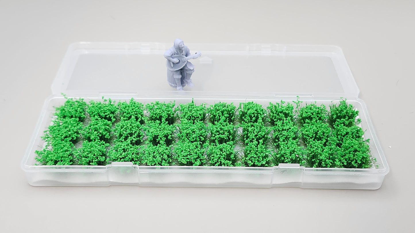 JHT - Green Weiyang Flower Clusters - Self Adhesive Grass Tufts - 10mm height x 9mm base