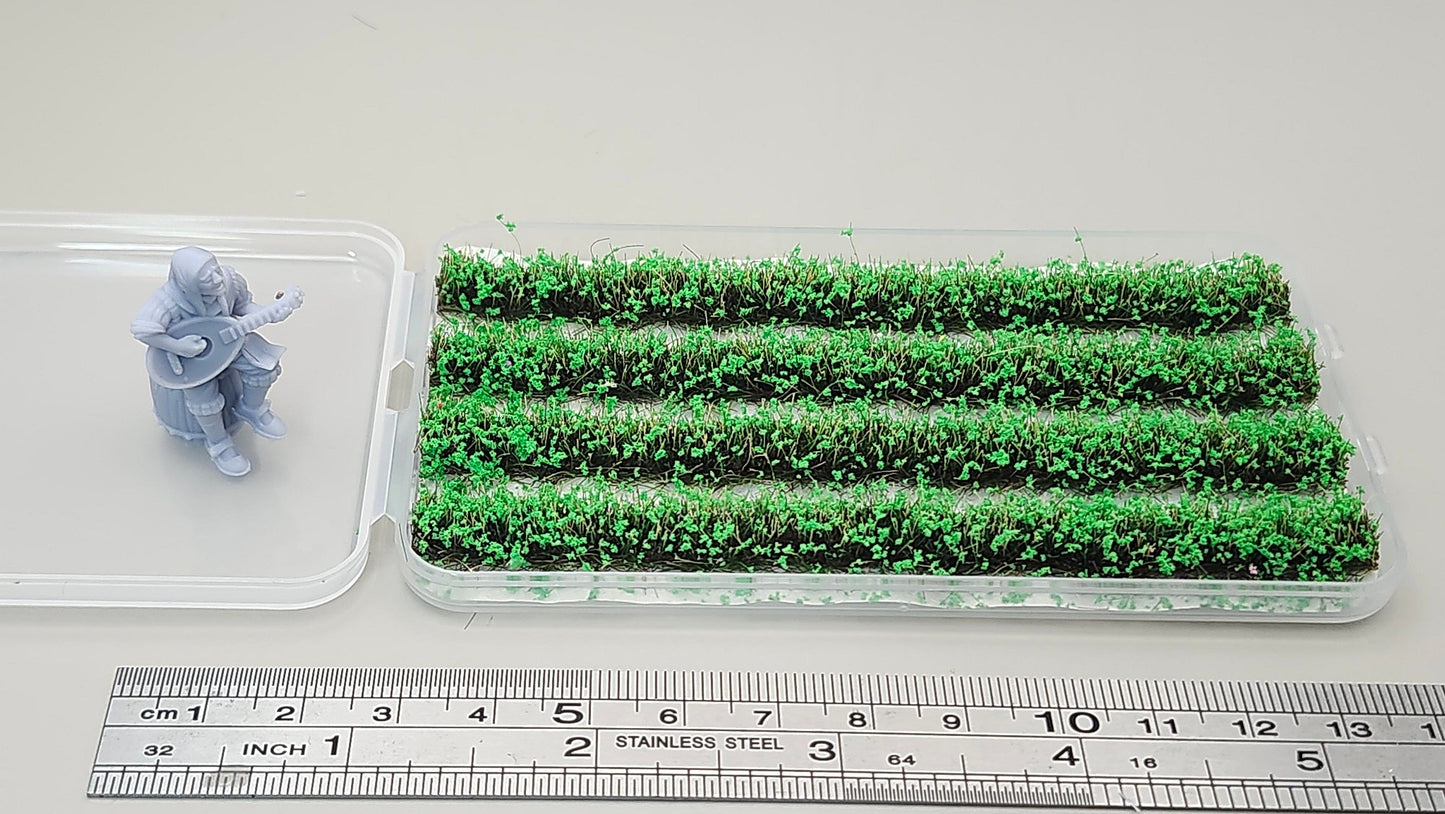 JHT - Green Weiyang Strip Flower Cluster - Self Adhesive Grass Tufts - 8mm height x 108mm long 4per pack