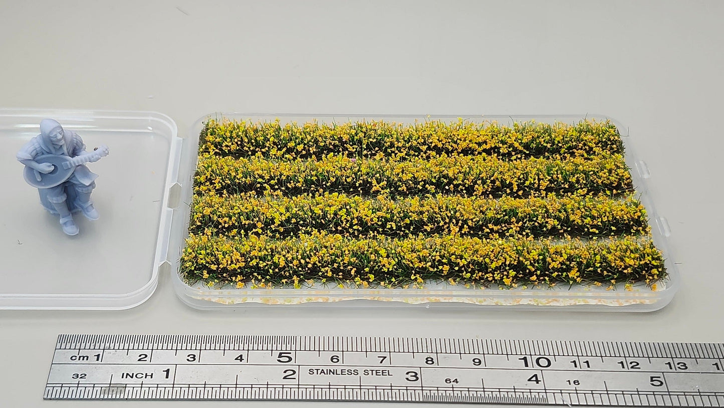 JHT - Orange Heather Strip Flower Cluster - Self Adhesive Grass Tufts - 8mm height x 108mm long 4per pack