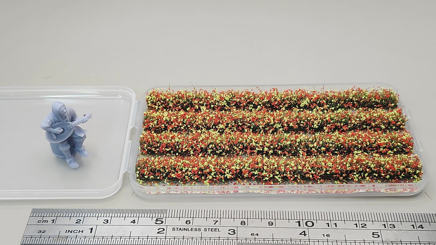 JHT - Red Strip Flower Cluster - Self Adhesive Grass Tufts - 8mm height x 108mm long 4per pack