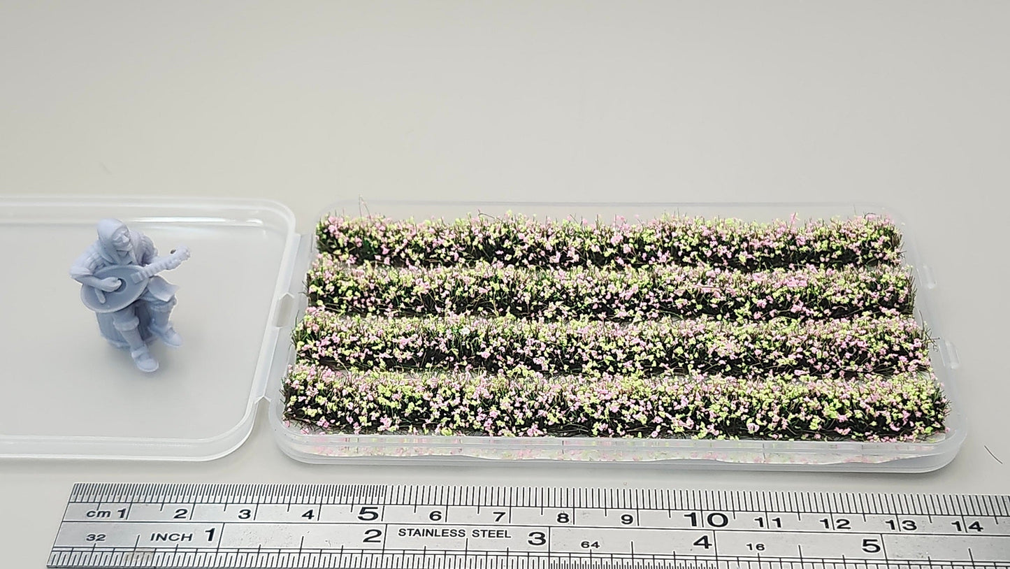 JHT - Heather Strip Flower Cluster - Self Adhesive Grass Tufts - 8mm height x 108mm long 4per pack