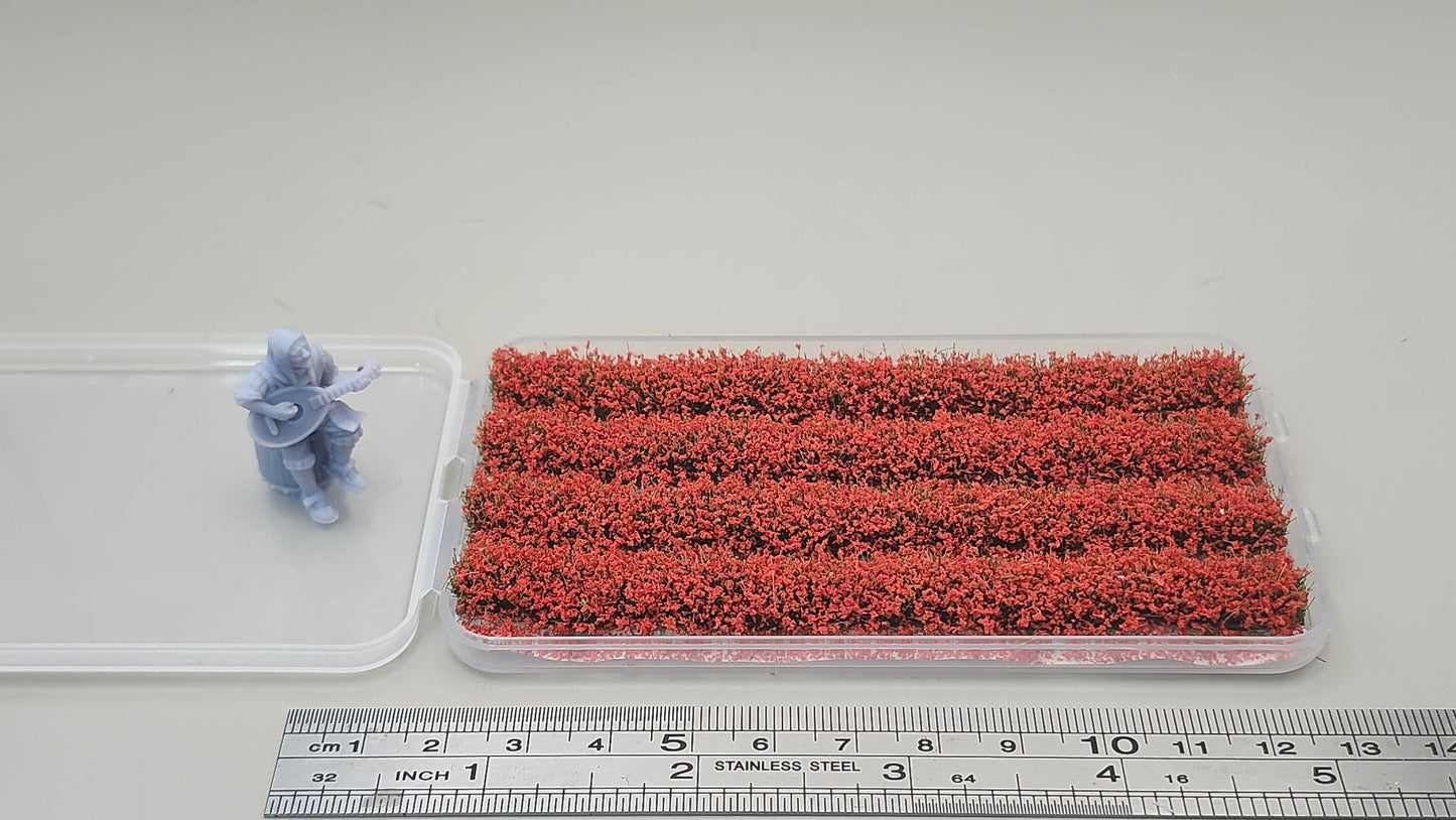 JHT - Rose Red Strip Grass Tufts - Self Adhesive Grass Tufts - 8mm height x 108mm long 4per pack