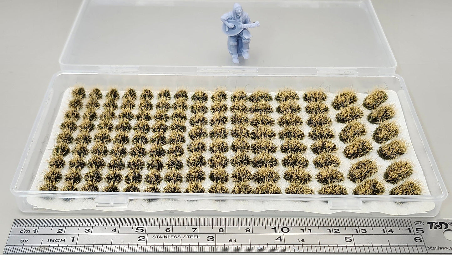 JHT - Beige Model Grass Clusters - Self Adhesive Grass Tufts - 5mm height x 8/10mm round, 8x12mm/10x15mm oval base