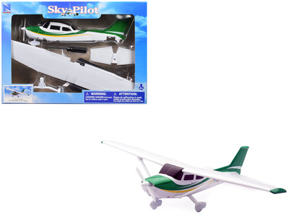Model Kit Cessna 172 Skyhawk Aircraft White with Green and Yellow Stripes "Sky Pilot" Series 1/42 Plastic Model Kit by New Ray  free shipping USA