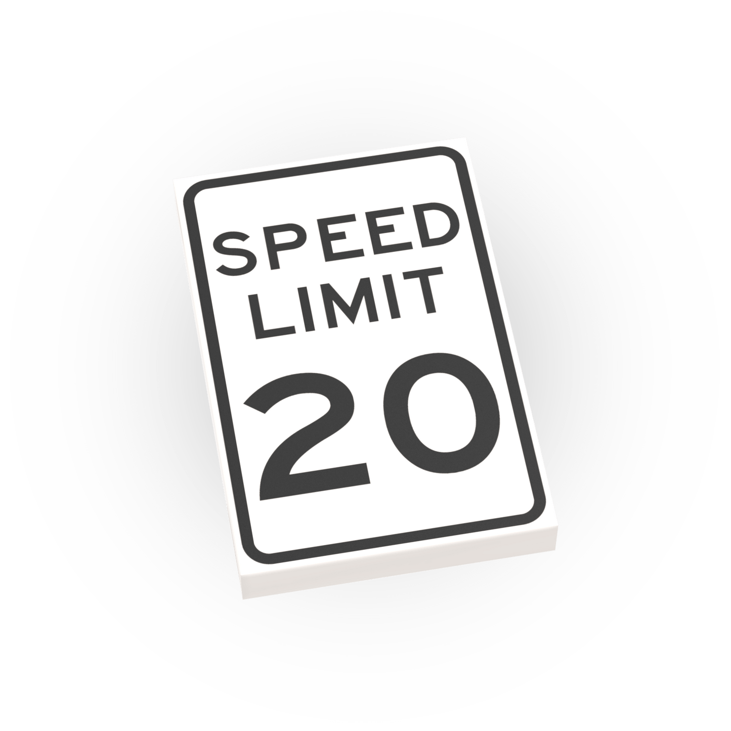 20 MPH Speed Limit Street Sign - Custom Printed 2x3 Tile - Made Using LEGO® Parts