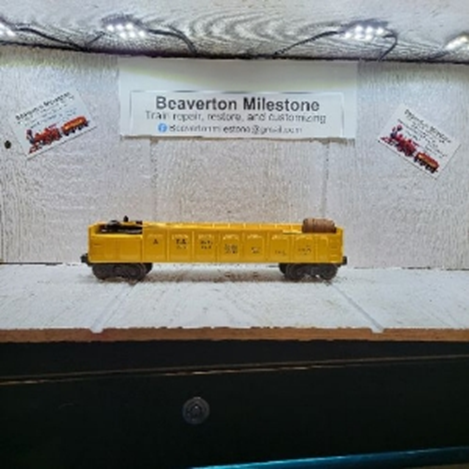 LIONEL 3562 ATSF OPERATING BARREL CAR YELLOW VARIATION (B) UNPAINTED 55-56