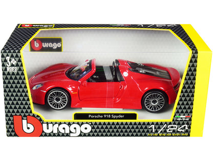 Porsche 918 Spyder Convertible Red 1/24 Diecast Model Car by Bburago  free shipping USA