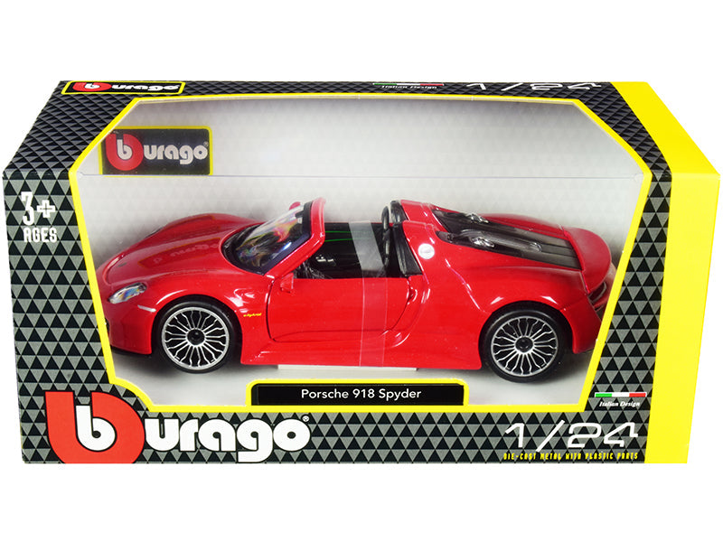 Porsche 918 Spyder Convertible Red 1/24 Diecast Model Car by Bburago  free shipping USA