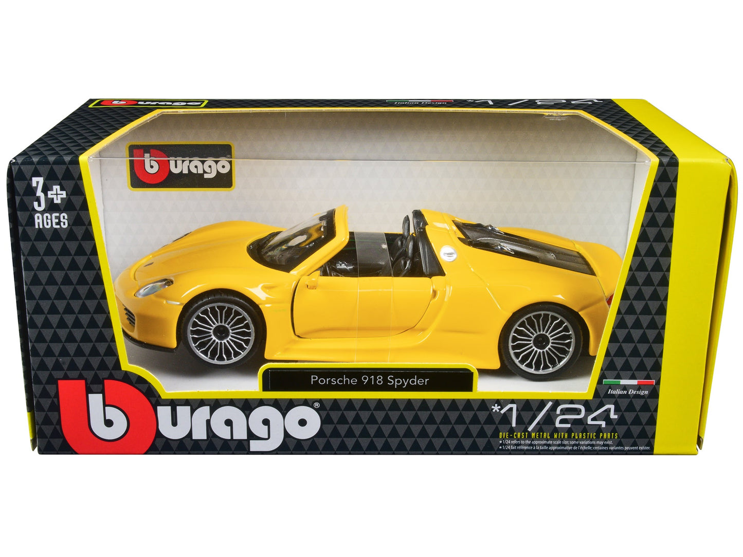 Porsche 918 Spyder Yellow 1/24 Diecast Model Car by Bburago  free shipping USA