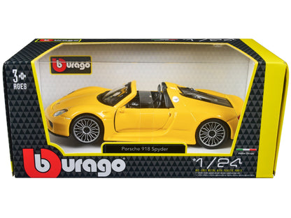 Porsche 918 Spyder Yellow 1/24 Diecast Model Car by Bburago  free shipping USA
