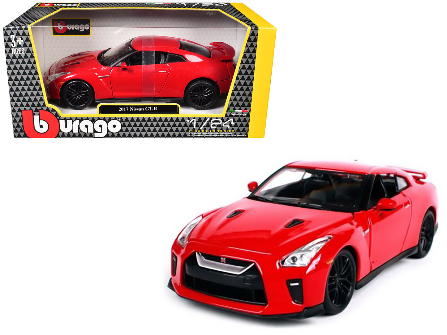 2017 Nissan GT-R R35 Red 1/24 Diecast Car Model by BBurago  free shipping USA