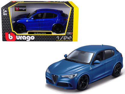 Alfa Romeo Stelvio Quadrifoglio Blue 1/24 Diecast Model Car by Bburago  free shipping USA