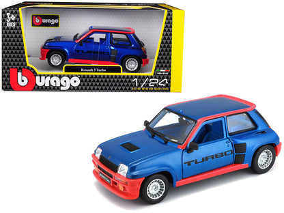 Renault 5 Turbo Metallic Blue with Red Accents 1/24 Diecast Model Car by Bburago  free shipping USA