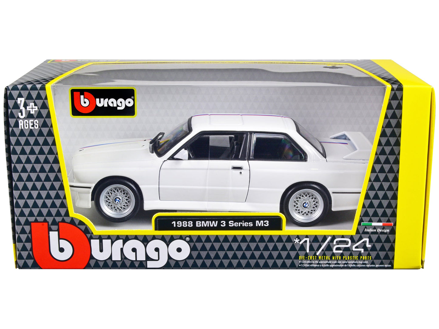 1988 BMW 3 Series M3 E30 White 1/24 Diecast Model Car by Bburago  free shipping USA