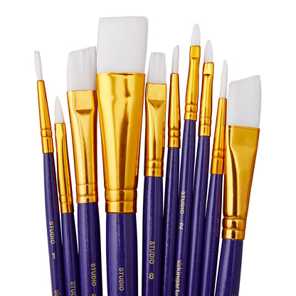 Studio White Nylon Brush Set - Acrylic & Watercolor - 10 pc