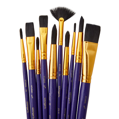 Studio Black Nylon Brush Set - Acrylic & Watercolor - 10 pc