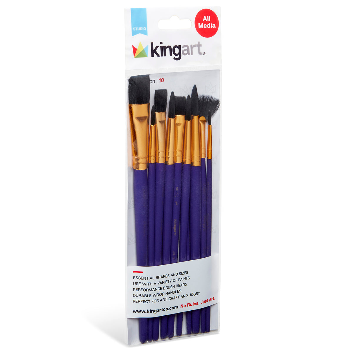 Studio Black Nylon Brush Set - Acrylic & Watercolor - 10 pc