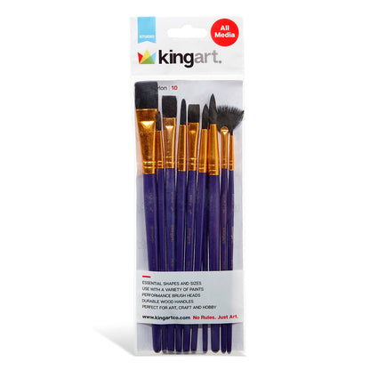 Studio Black Nylon Brush Set - Acrylic & Watercolor - 10 pc