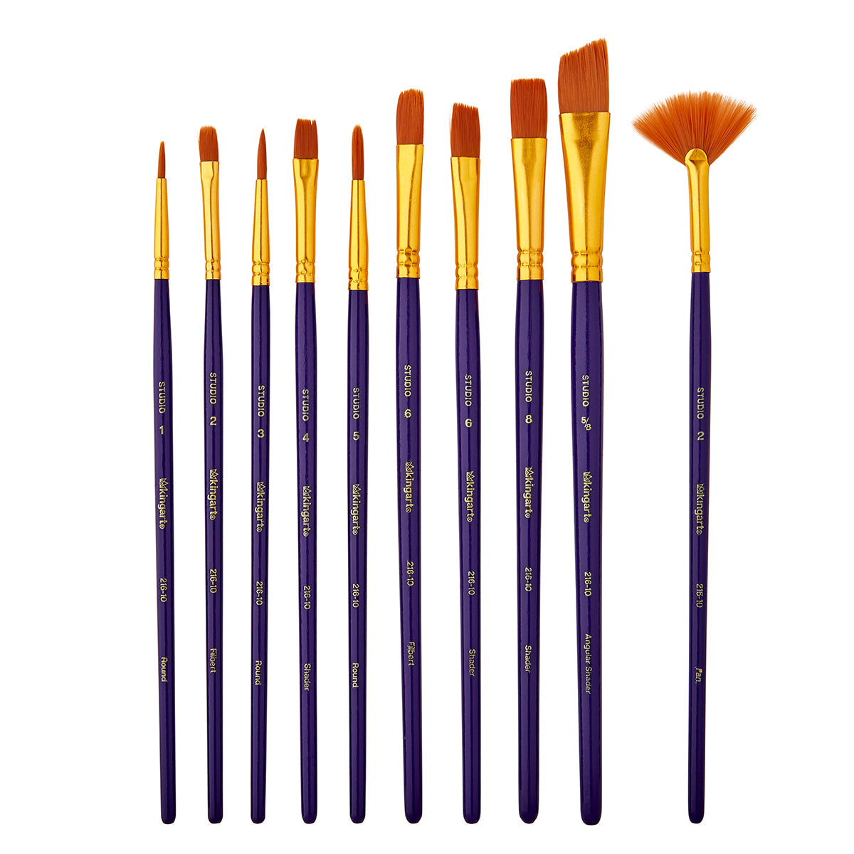 Studio Gold Nylon Brush Set - Acrylic & Watercolor - 10 pc