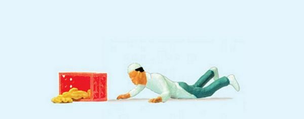 Preiser 28135 HO Scale Individual Figure Caution! Wet Floor