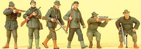 Preiser 10552 HO Scale Sports & Recreation Hunters w/Rifles pkg(6)