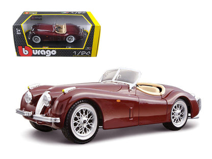 1951 Jaguar XK 120 Roadster Burgundy 1/24 Diecast Model Car by Bburago  free shipping USA