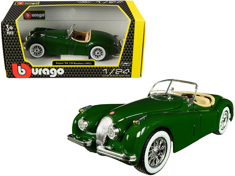 1951 Jaguar XK 120 Roadster Green 1/24 Diecast Model Car by Bburago  free shipping USA