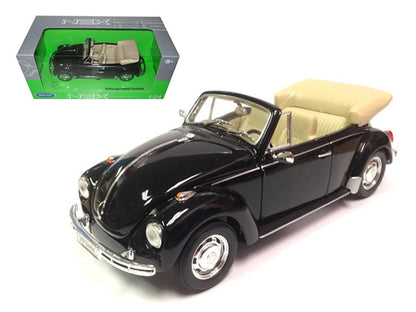 Volkswagen Beetle Convertible Black 1/24 Diecast Model Car by Welly  free shipping USA