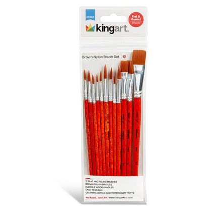 Studio Mixed Media Gold Nylon Brush Set - 12 pc