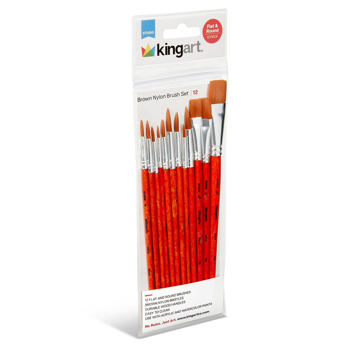 Studio Mixed Media Gold Nylon Brush Set - 12 pc