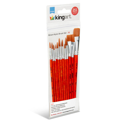 Studio Mixed Media Gold Nylon Brush Set - 12 pc