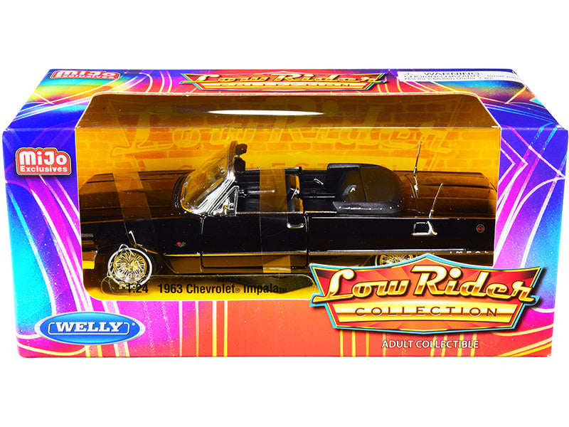 1963 Chevrolet Impala SS Convertible Black "Low Rider Collection" 1/24 Diecast Model Car by Welly  free shipping USA